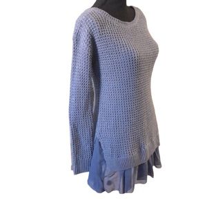 SWEATER PROJECT OVERSIZED KNIT SPARKLY SWEATER WITH PEEK A BOO HEM BLUE SIZE S
